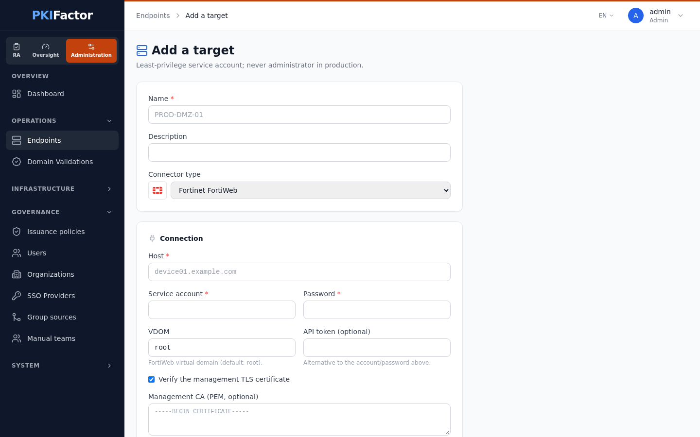 Add a FortiWeb